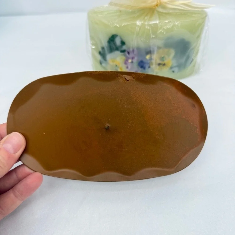 Canopy‎ Club Oval Tri-Wick Candle Pansy Floral Green Decor Gift NEW